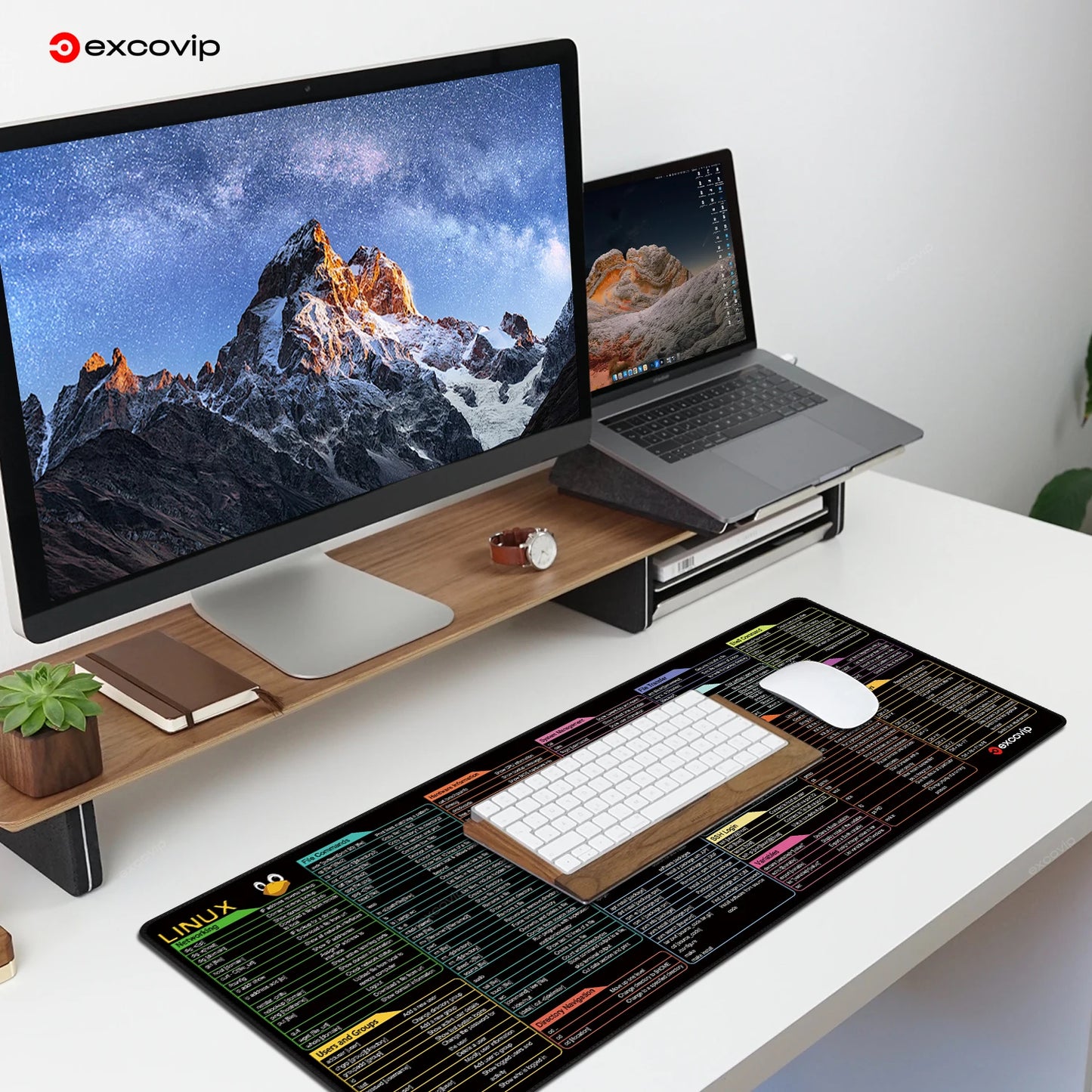 EXCO Linux Commands Line Mouse Pad Large Mousepad Shortcuts for Red Hat Ubuntu OpenSUSE Arch Debian Unix Programmer Desk Mat