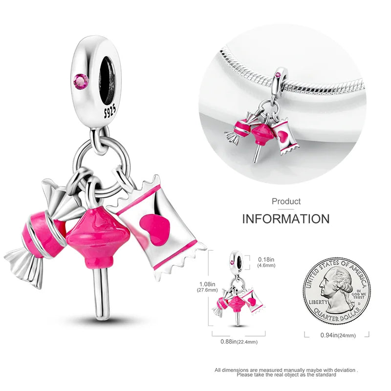 New 925 sterling silver bow star love pink series charm beads suitable for 3mm original bracelet DIY fashion jewelry gift
