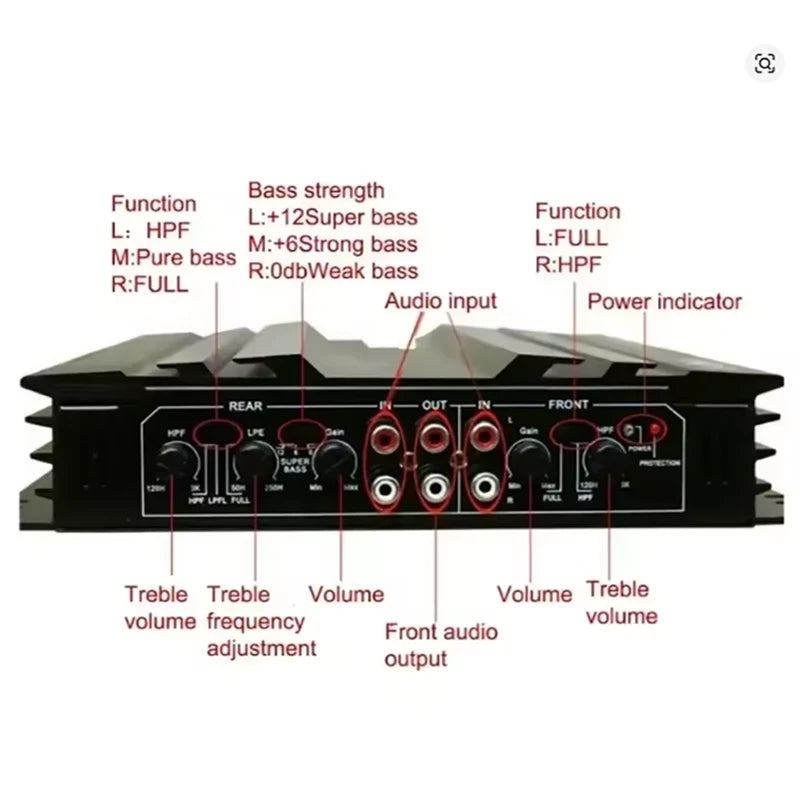 Car Amplifier 12V, Car 4-channel 2000W, Car Amplifier K-1500.4, Four Channel Amplifier