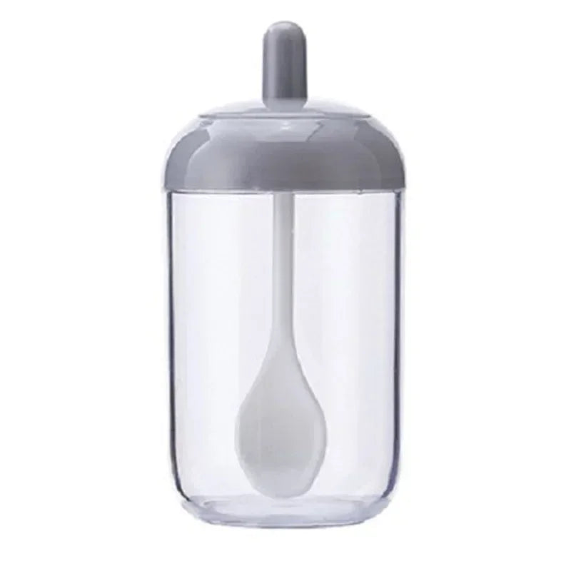 Glass Spices Jars Stickers Salt Sugar Powder Olive Oil Pepper Seasoning Storage Bottle Spoon Base Tools Kitchen Accessories Set