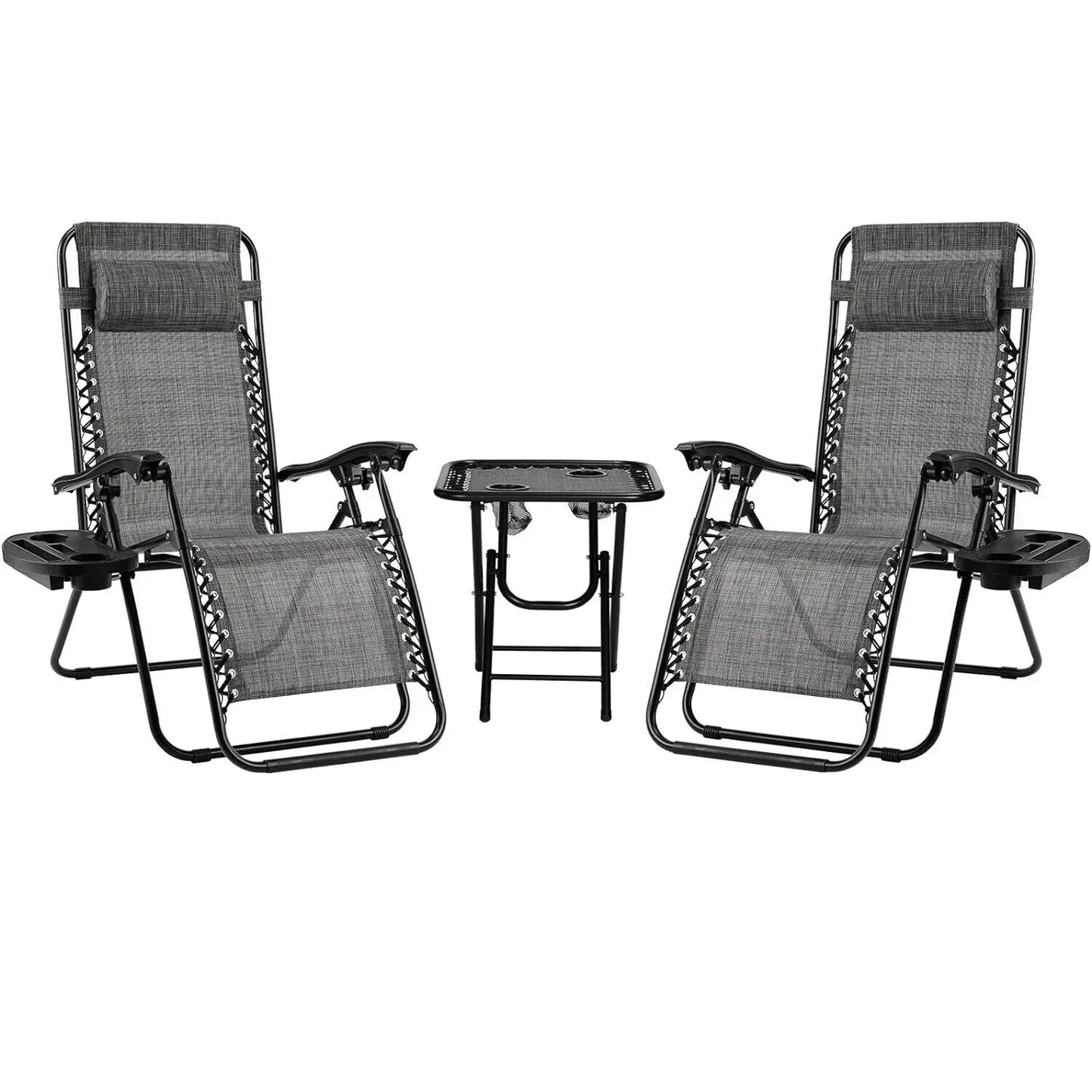 Homfa Garden Sun Lounger Set with Table Folding Adjustable Zero Gravity Recliner Chair Seat Indoor/Outdoor