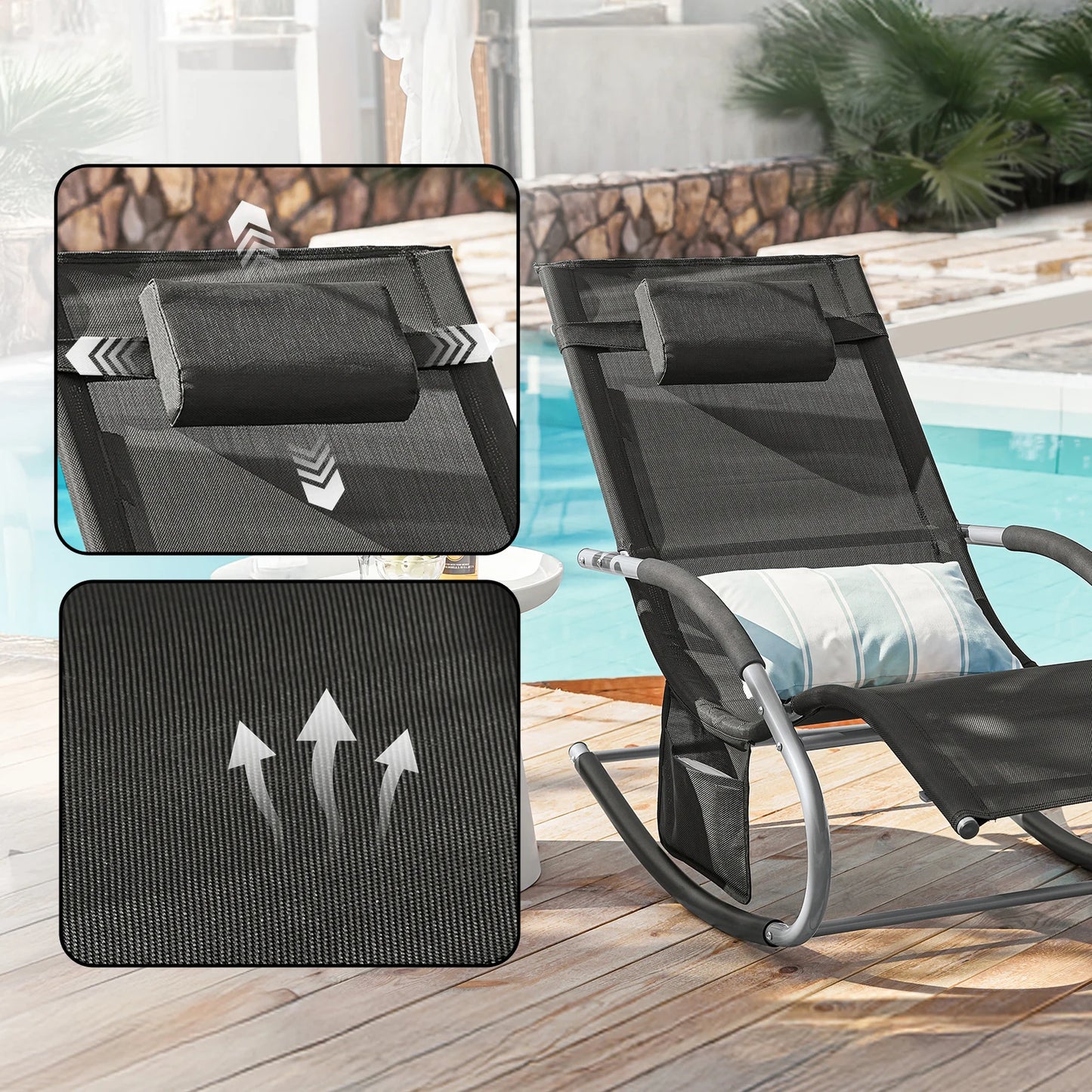 SoBuy OGS28 Sun lounger garden lounger swing with bag and breathable and airy swing lounger for gardens, courtyards, beaches
