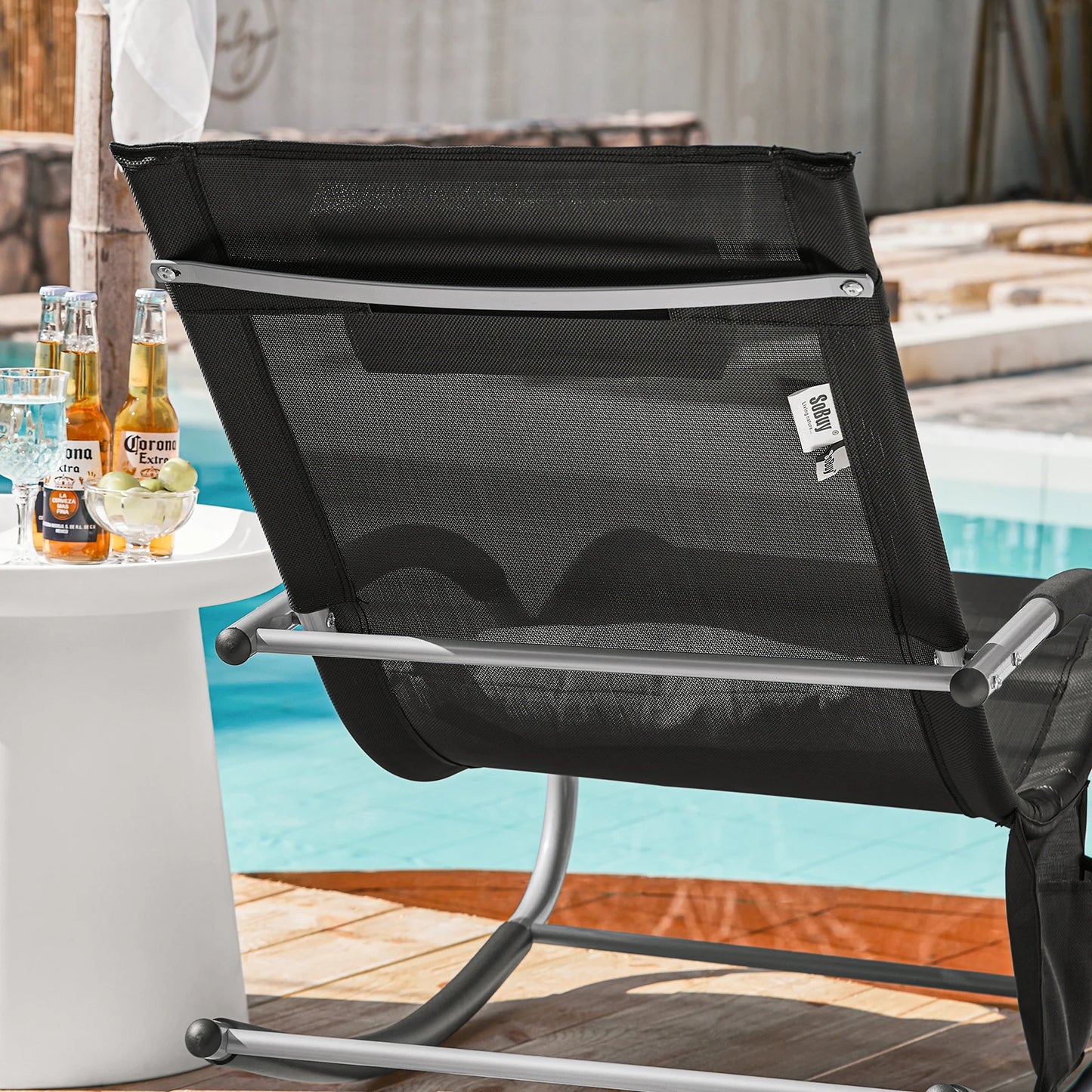 SoBuy OGS28 Sun lounger garden lounger swing with bag and breathable and airy swing lounger for gardens, courtyards, beaches