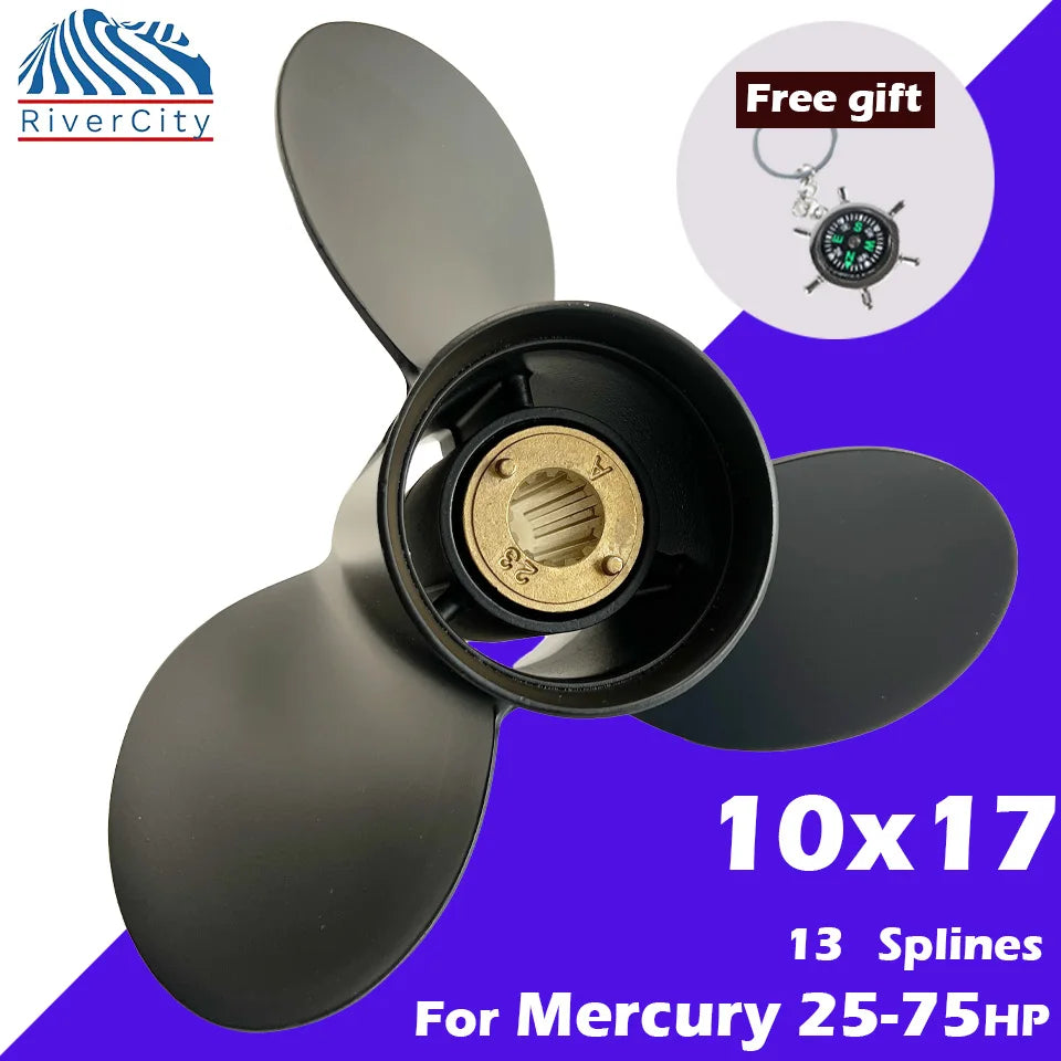For Mercury  50hp 60hp 70hp 75hp Outboard Propeller 10x17 Boat Motor Aluminum Alloy Screw Ship Marine Engine 3 Blade 13 Spline