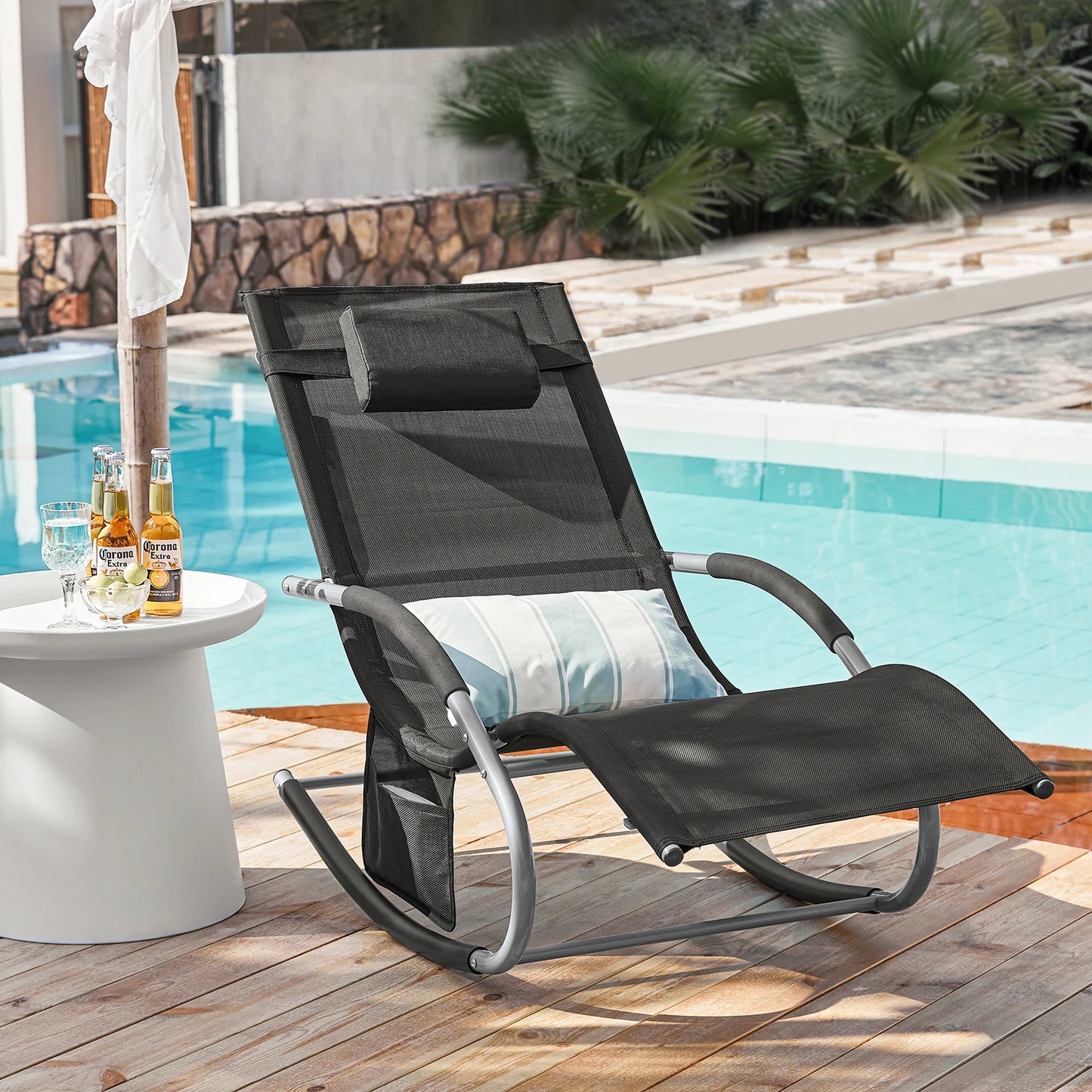 SoBuy OGS28 Sun lounger garden lounger swing with bag and breathable and airy swing lounger for gardens, courtyards, beaches