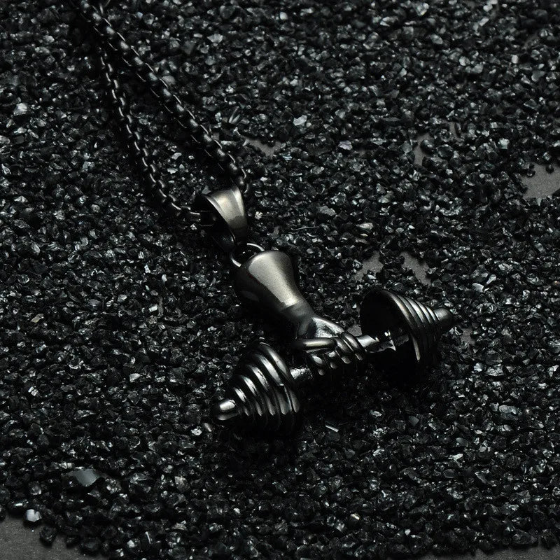 Barbell Pendant Mens Necklace Stainless Steel Fitness Wholesale Sports Style Male Accessories Gift for Mens Fitness Men S494