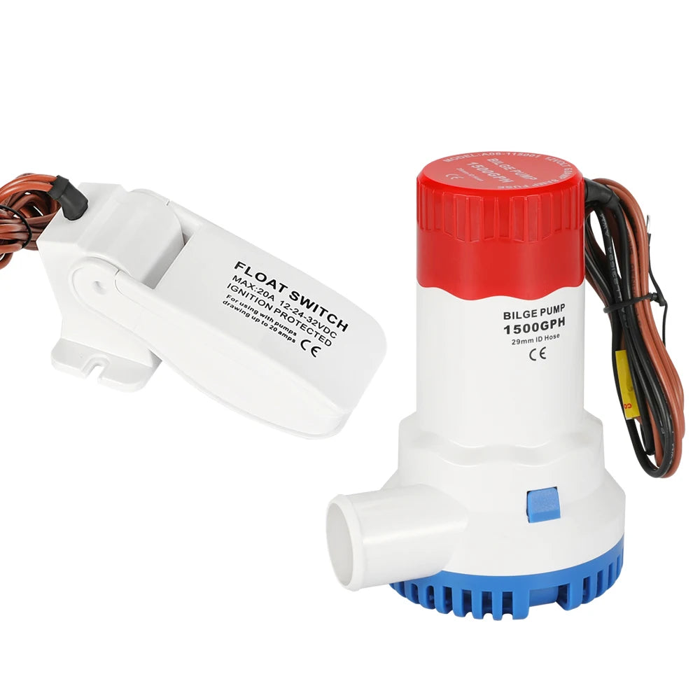 The Fourth Generation Bilge Pump 24/12VDC 1500/1100GPH Kit High Flow Power submersible water pump with switch for garden home