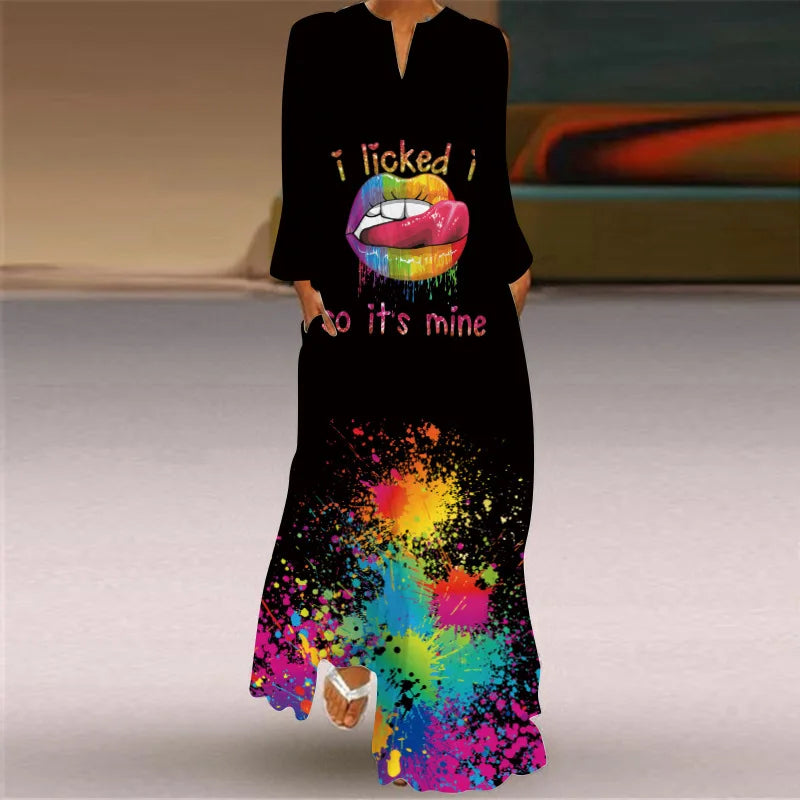 Butterfly Printing Women Sundress 2023 Spring Vintage  Long Sleeve V-neck Maxi Dress Elegant Ladies Long Dresses Female Vestidos