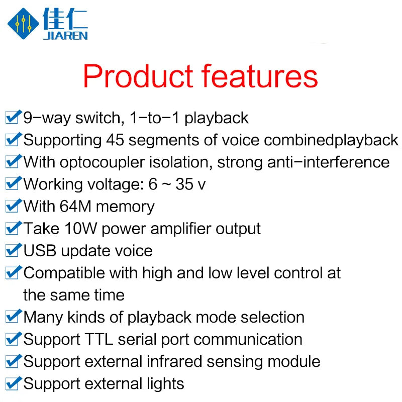 Voice playing board MP3 audio decoding module with remote control