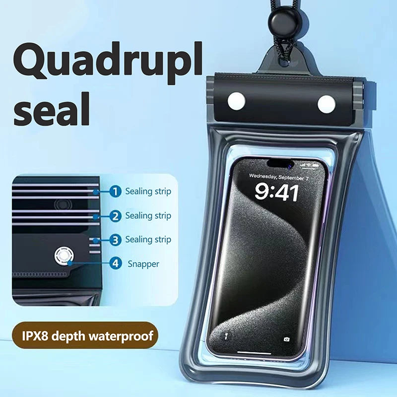 AquaGlide Clear – Transparent Waterproof Touchscreen Phone Case