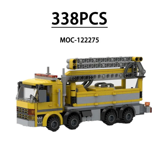 MOC-122275 Building Block City Cement Pump Truck Model Decoration, 338 Pieces, Children's Birthday, Christmas New Year Toy Gift