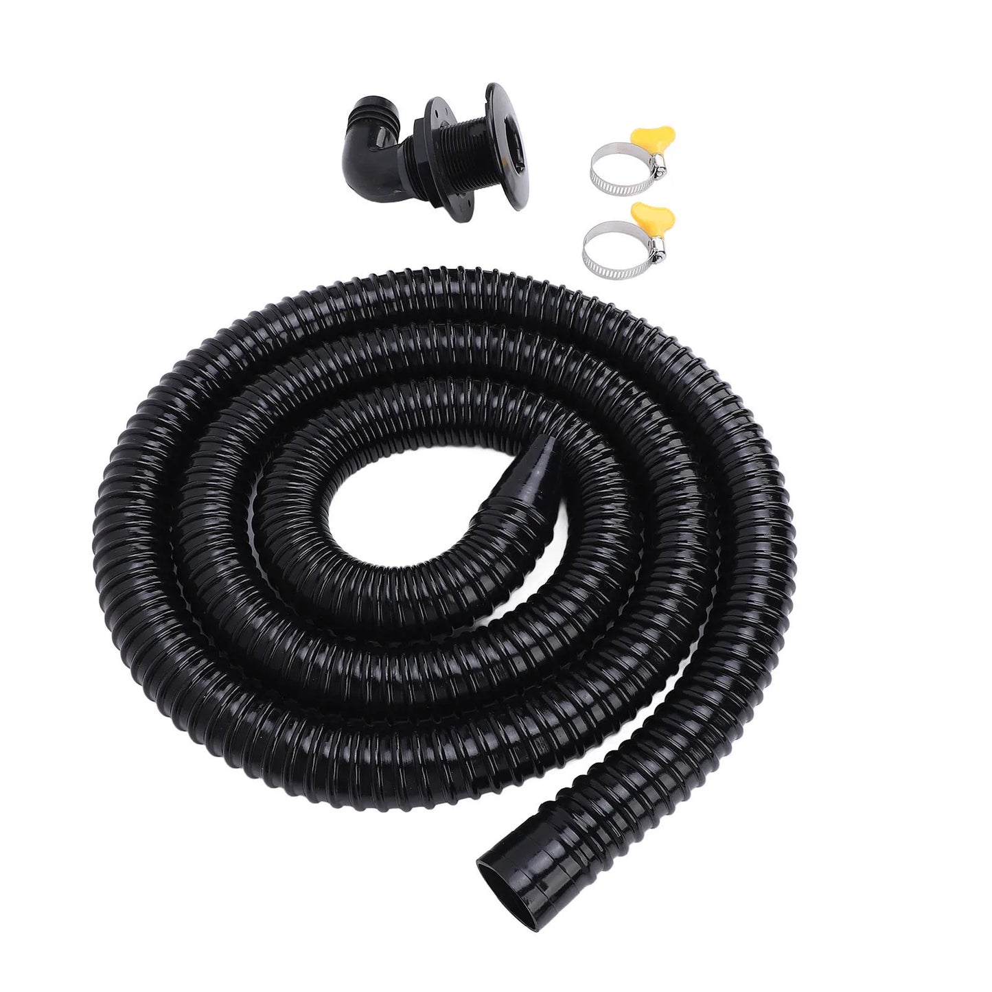 Boat Bilge Installation Kit Marine Bilge Drainage System with Flexible Pipe Clamps and Elbow Connector for 1100GPH Bilge Pump