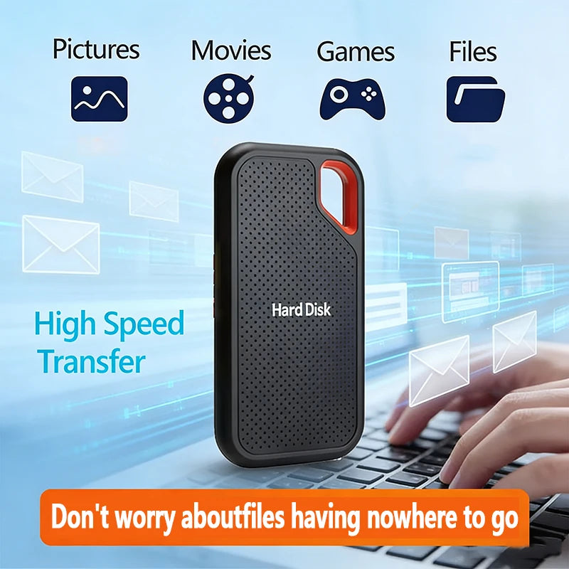 1TB High-quali External Hard Drive Portable Hard Disk 2TB Original SSD USB3.1 Solid Disk 128TB Storage Device for Windows/Mac