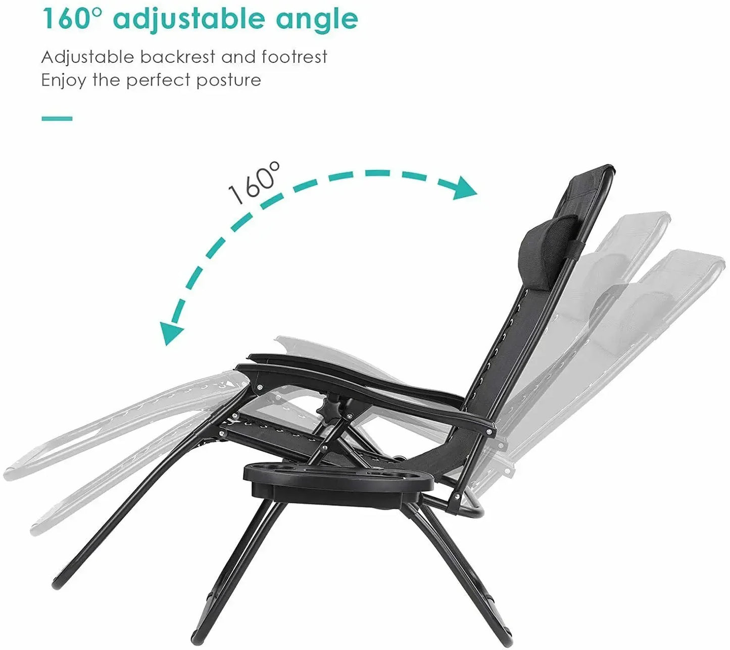 Homfa Garden Sun Lounger Set with Table Folding Adjustable Zero Gravity Recliner Chair Seat Indoor/Outdoor