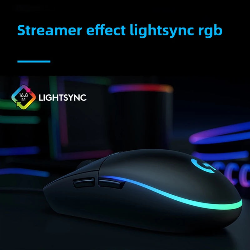 Logitech G102 Mouse USB Wired Gaming Mouse 8000 DPI Rainbow Optical Effect Screen For PC/Mac Computer and Laptop