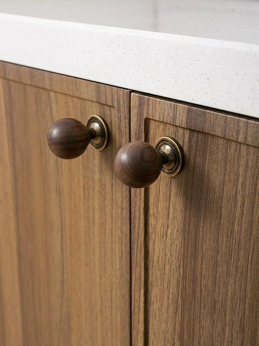 The Furniture Is Made Of Antique Walnut Wood With Solid Brass Small Handles Wardrobe Handles Kitchen Drawers Single-Hole Knobs