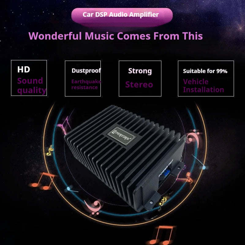 1pc 4*80W car amplifier with DSP four-channel audio amplification function, specifically designed for car audio systems equipped