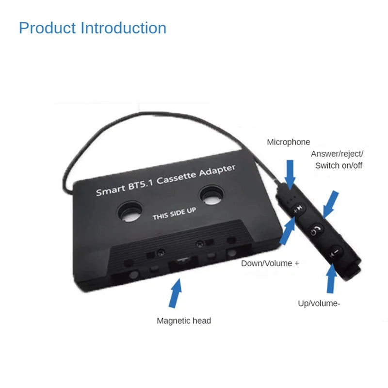 Car Bluetooth 5.0 Tape Cassette Player Cassette Receiver Tape Audio Aux Adapter Car MP3 Handsfree Phonebook For Phone Car Stereo