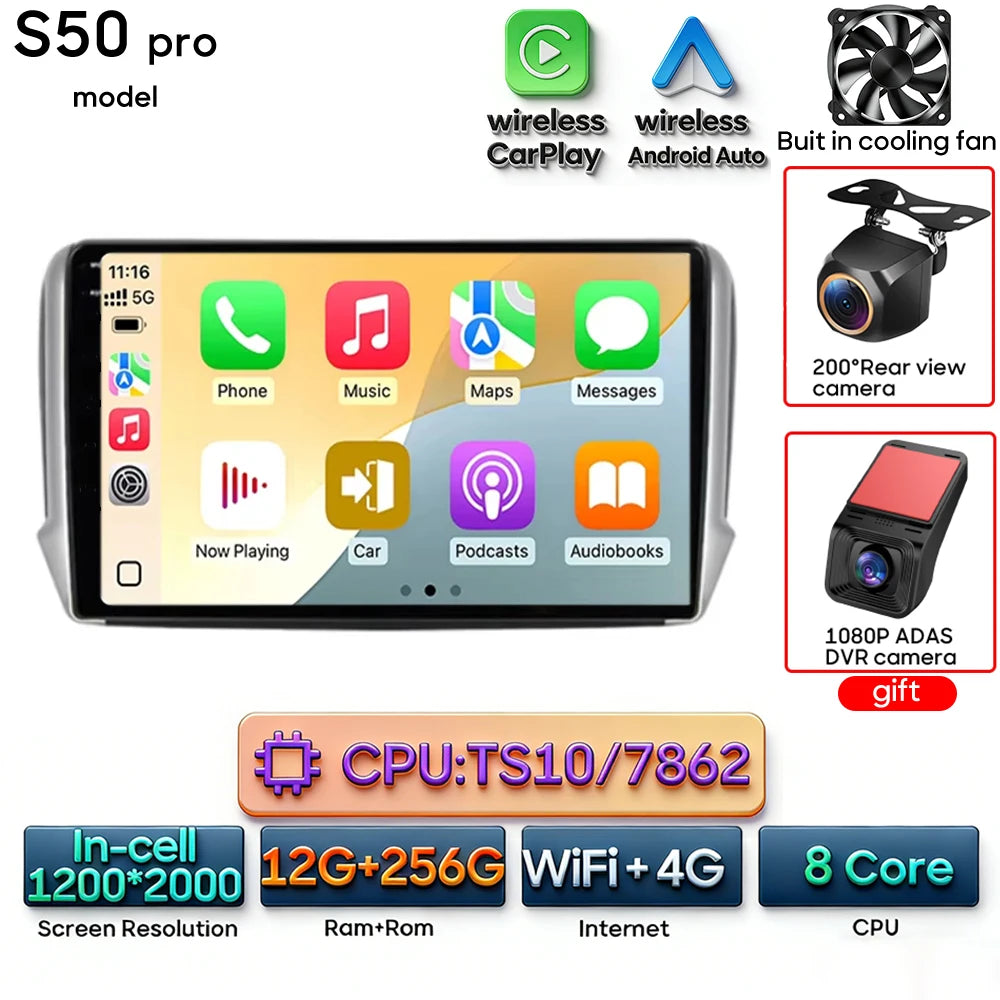Android Audio Screen For Peugeot 2008 208 2012 - 2018 Car Radio Multimedia Video Player Carplay Auto 4G Wif DSP Navigation GPS