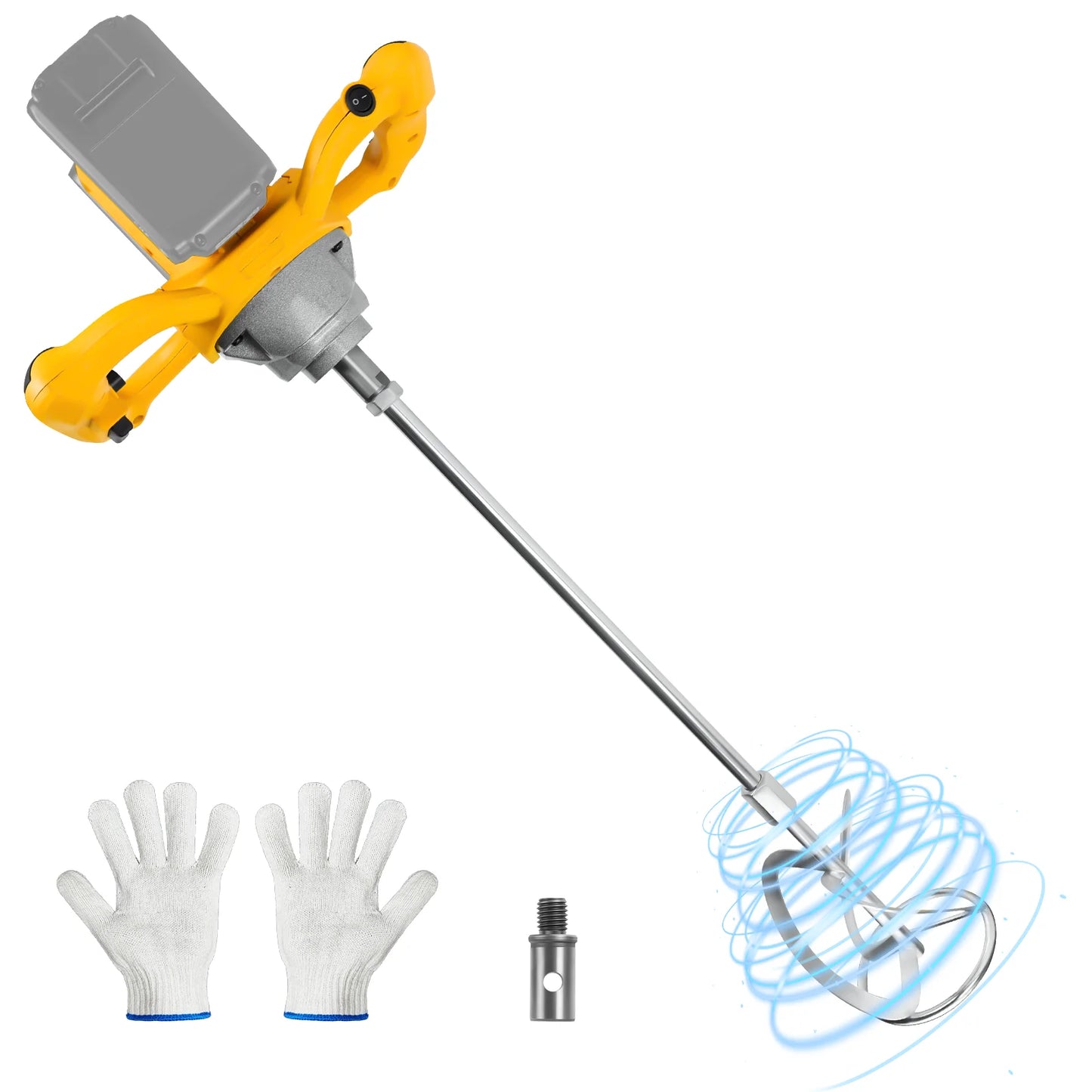 Concrete Cement Electric Mixer Machine 1200W Brushless with 6 Adjustable Speed Handheld Cement Mixer for Dewalt 20V Battery