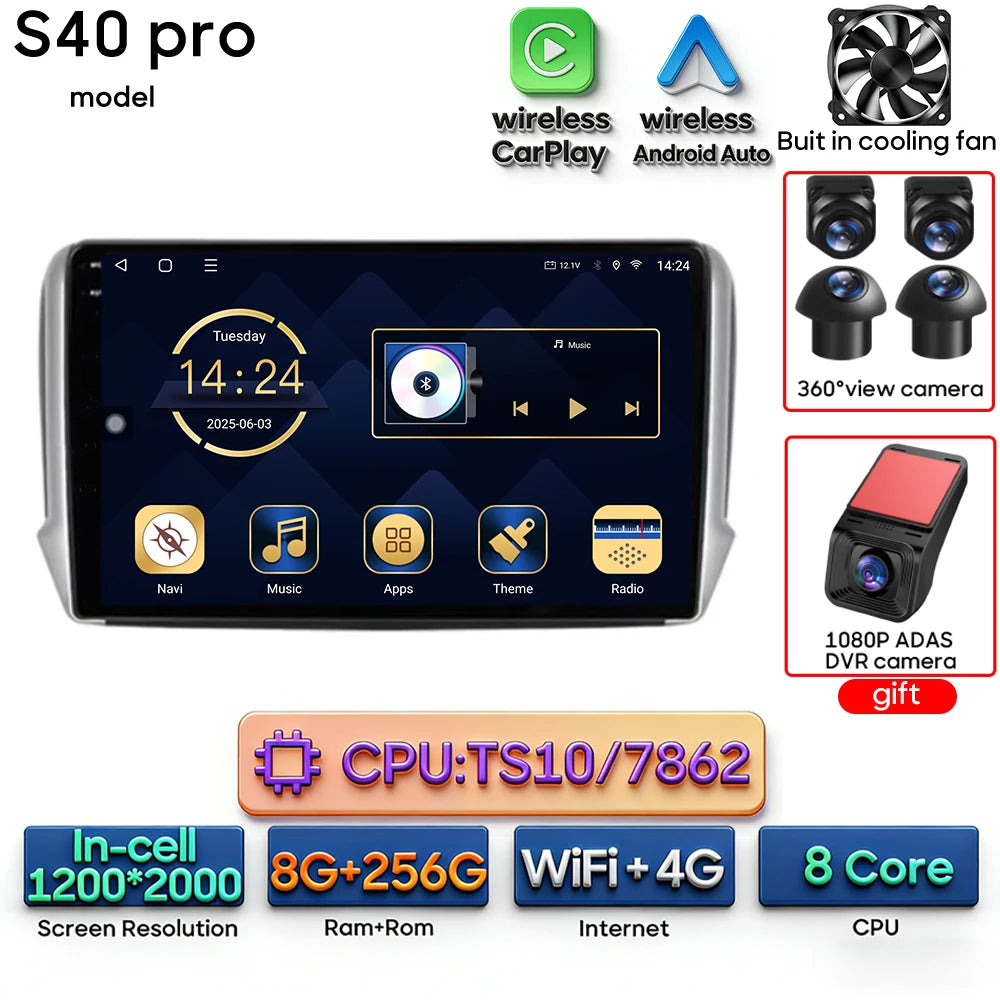 Android Audio Screen For Peugeot 2008 208 2012 - 2018 Car Radio Multimedia Video Player Carplay Auto 4G Wif DSP Navigation GPS
