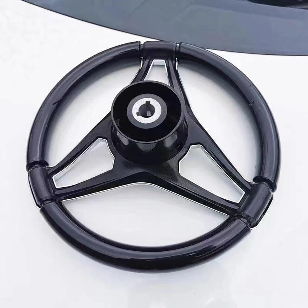 13-1/2 Inch Dia Boat Steering Wheel 3 Spoke, Marine Steering Wheel for Seastar and Verado With Turning Knob