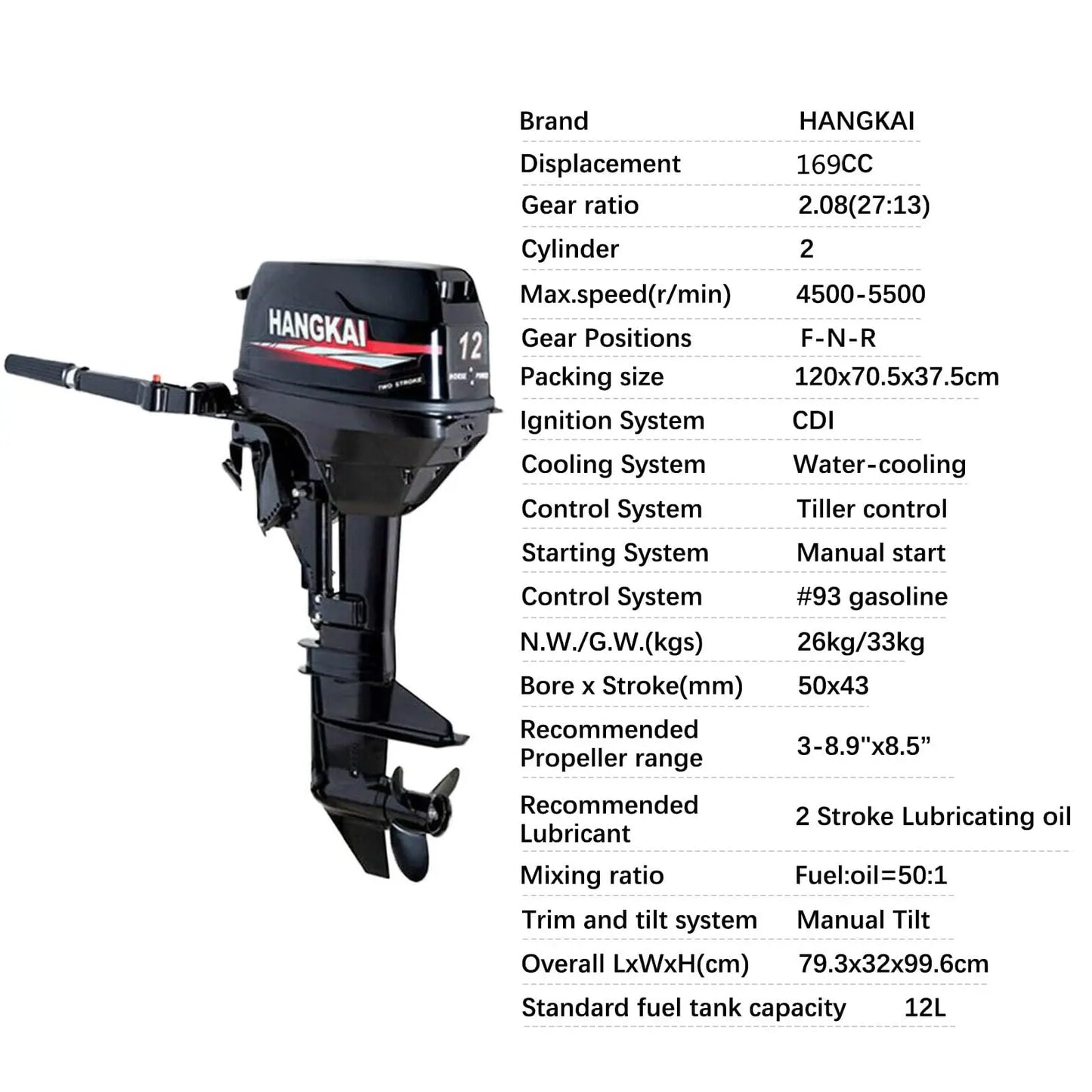 Boats Accessories Otboard Engine 2 Stroke 12HP Boat Engine Moteur hors bord Motor fuera de borda12 HP Motore 2 Tempi