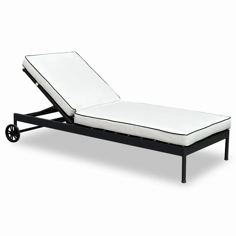 Luxury Outdoor Aluminum Sun Lounger with Wheels, Patio & Garden Sunbed Furniture for Poolside Sillas De Playa Outdoor Furniture