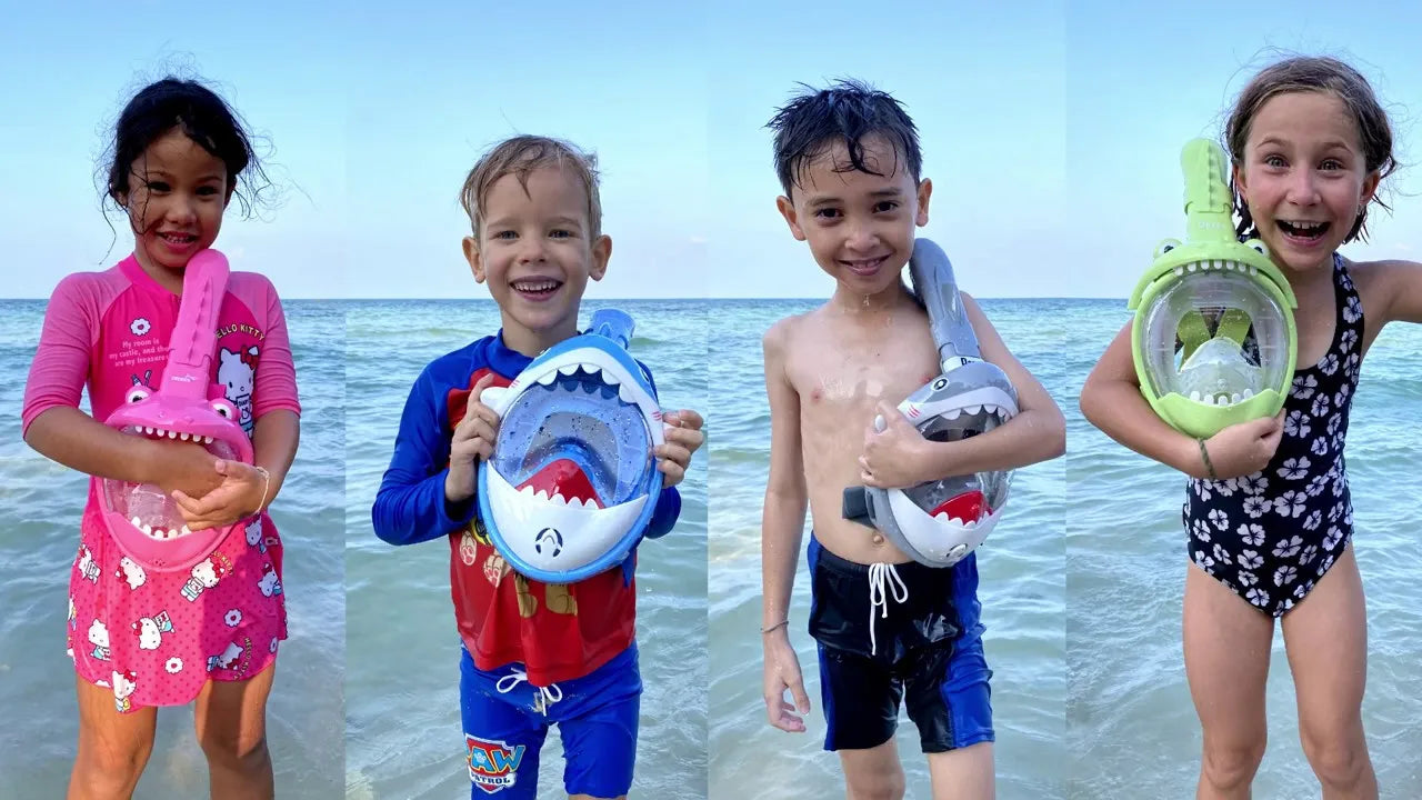 Kids Cartoon Full Face Snorkeling Mask Anti Fog Swimming Diving Mask Children Underwater Scuba Snorkel Set Equipment For Boys Gi