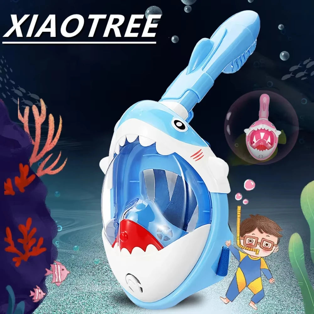 Kids Cartoon Full Face Snorkeling Mask Anti Fog Swimming Diving Mask Children Underwater Scuba Snorkel Set Equipment For Boys Gi