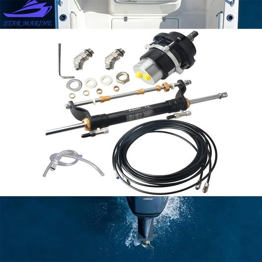 Boat Outboard Hydraulic Steering Kit Marine Steering System With Cylinder Helm Pump  For engine till 90HP 20 Feet Hoses