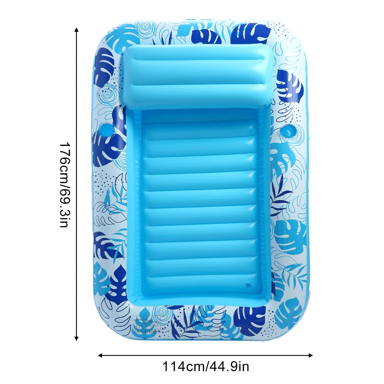1PC Inflatable sun lounger for swimming pools, featuring a backrest and cup holders; ideal for summer pool and beach parties