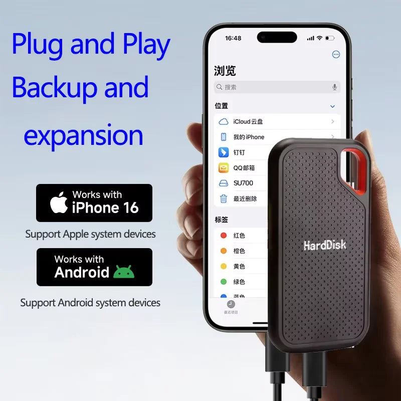 1TB High-quali External Hard Drive Portable Hard Disk 2TB Original SSD USB3.1 Solid Disk 128TB Storage Device for Windows/Mac