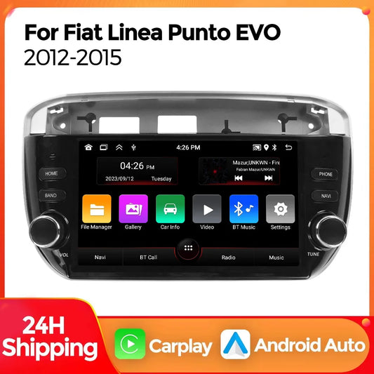 Carplay Andorid Auto Car Radio for Fiat Linea Punto EVO 2012-2015 Intelligent System Player WIFI BT Audio FM Stereo Automotivo