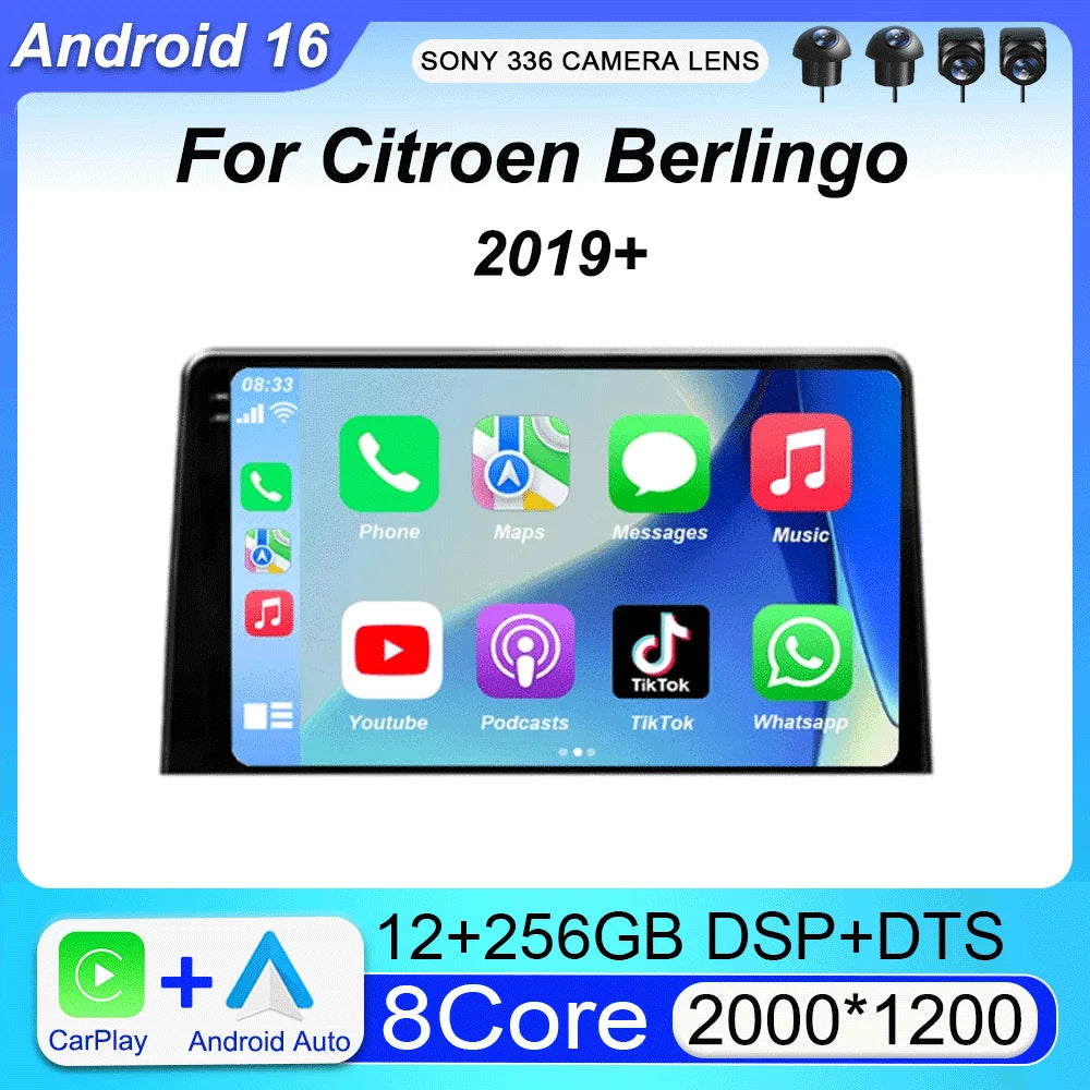 Carplay Car Radio For Citroen Berlingo 2019 Peugeot Partner Rifter 2020 Android 16 For Opel Combo Multimedia Player Stereo Audio