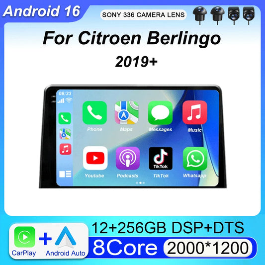 Carplay Car Radio For Citroen Berlingo 2019 Peugeot Partner Rifter 2020 Android 16 For Opel Combo Multimedia Player Stereo Audio