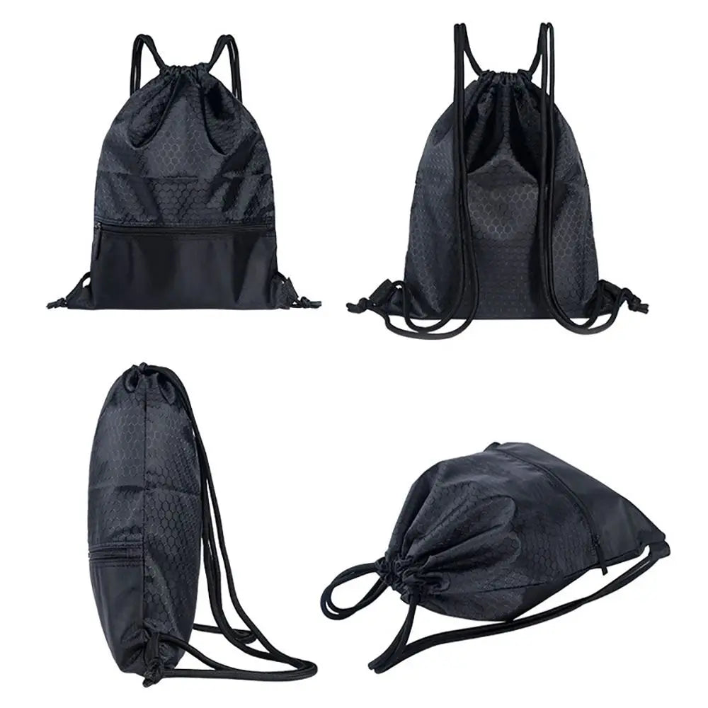 Waterproof Drawstring Pocket Simple Backpack Unisex Fitness Backpack Lightweight Basketball Helmet Storage Bag Oxford Zipper Bag
