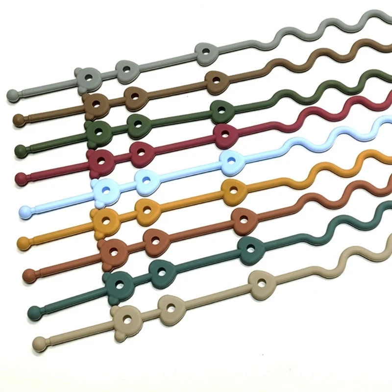 Silicone Pacifier Chain Secure Straps Toy & Cup Holder for Strollers & Chairs