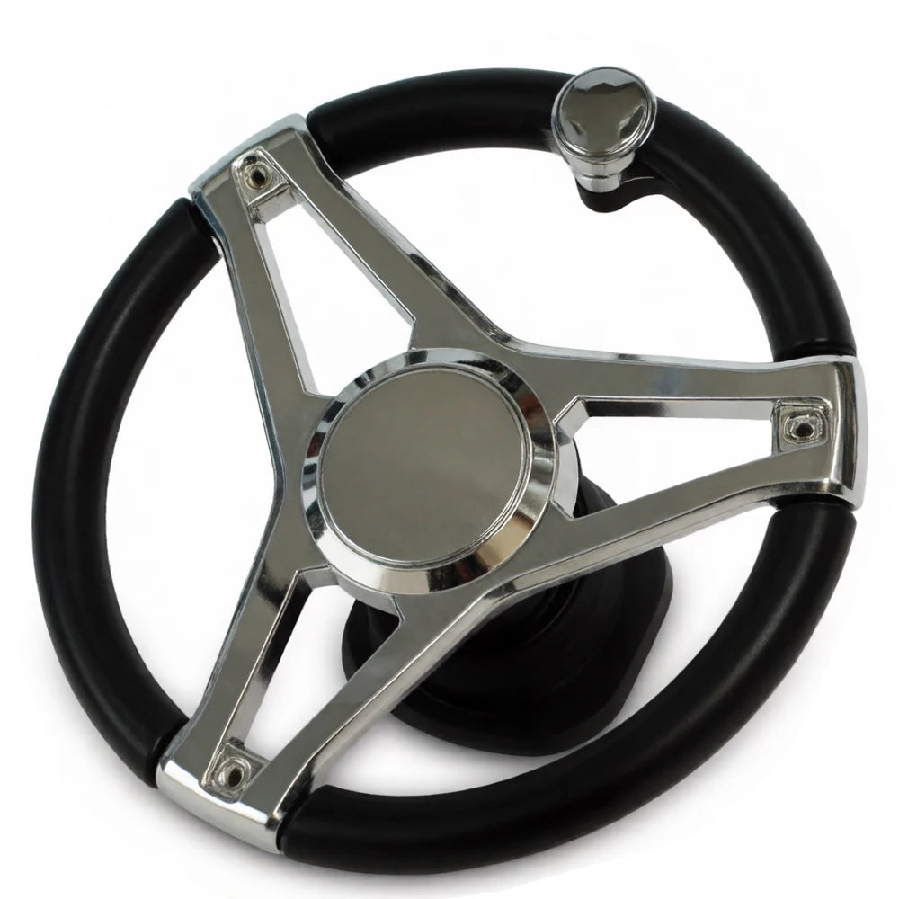 13-1/2 Inch Dia Boat Steering Wheel 3 Spoke, Marine Steering Wheel for Seastar and Verado With Turning Knob