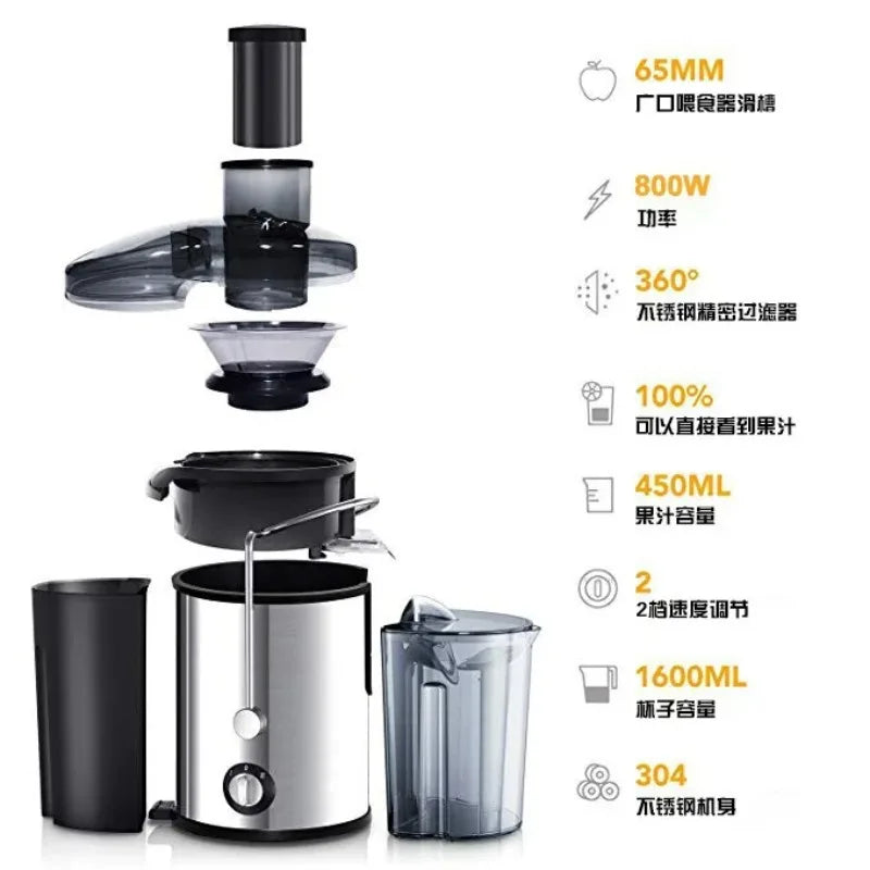 Multifunctional Houseuse Juicer, Fully Automatic Fruit and Vegetable Juicer, Pulp and Juice Separator