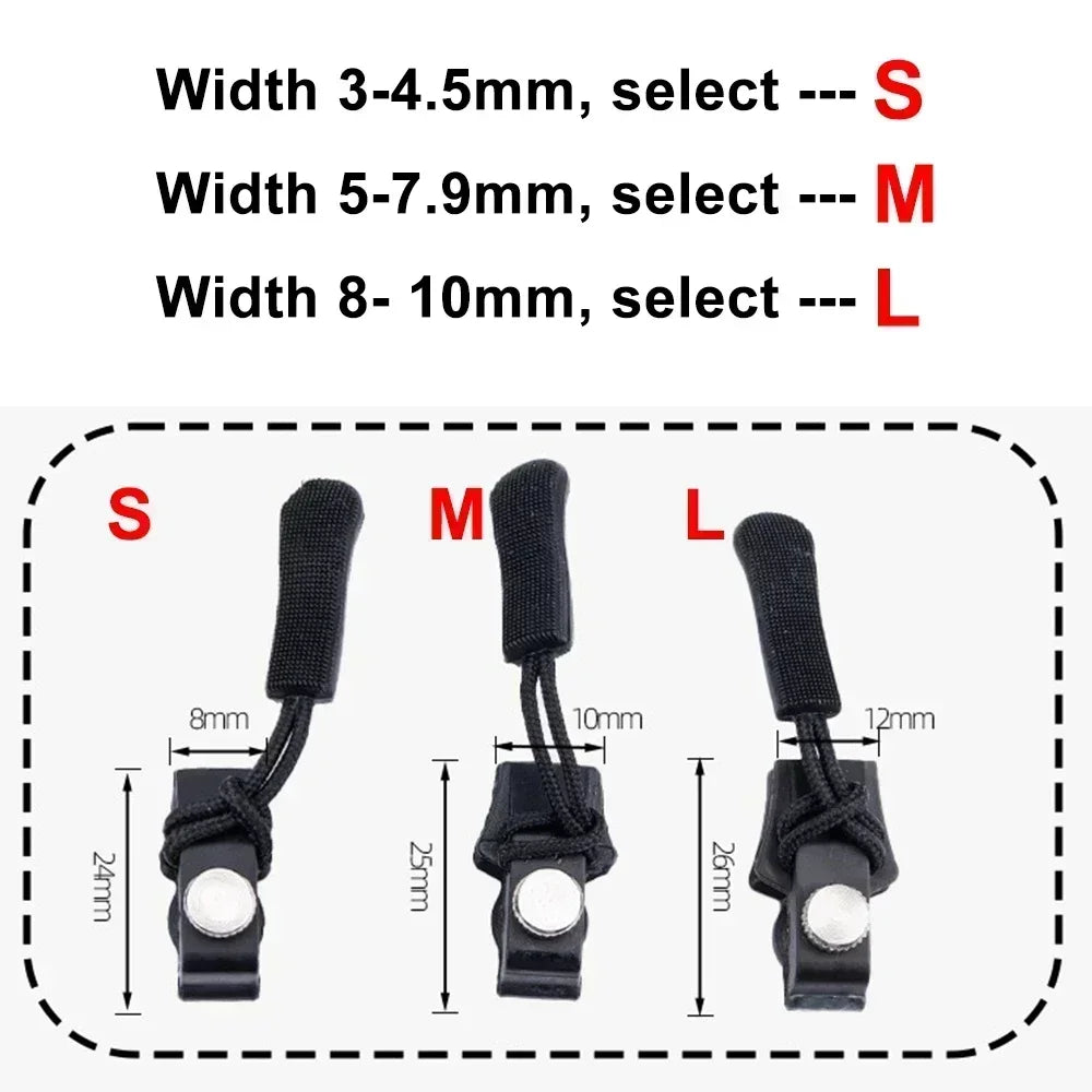 Universal Zipper Repair Head Quick Instant Detachable Zipper Head Replacement Zipper Slider Pull for Jacket Bag Coat Free Sewing