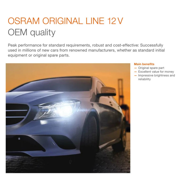 OSRAM H4 H7 H11 12V Halogen Headlight Car Original Lamp 3200K Warm White Standard Authentic Bulb Made in Germany (1pc)