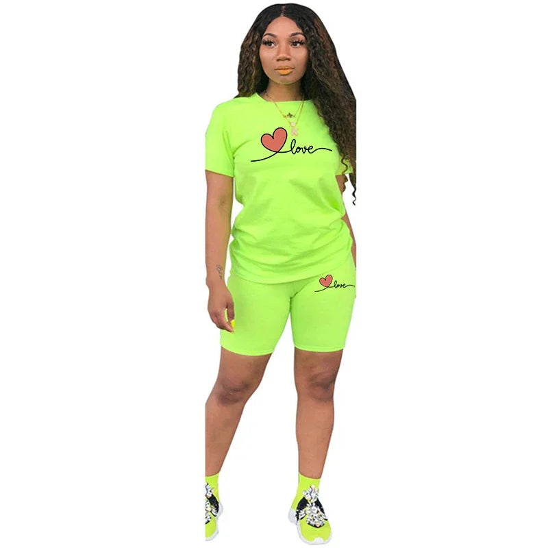 Summer Woman Clothing Casual Two Piece Set for Women'sTracksuit Short Sleeve Daily Shorts T-Shirts O-Neck Matching casual Sets