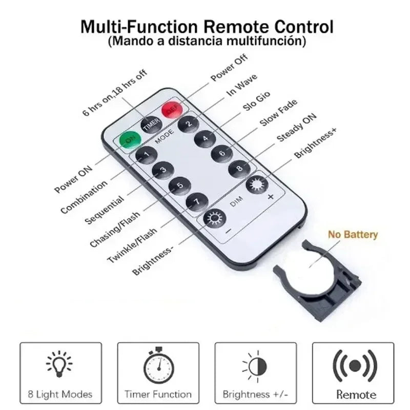 LED Fairy Silver Wire String Light Battery Box with 8 Mode Remote Control Wedding Christmas Garland Lamp Home Bedroom Decoration