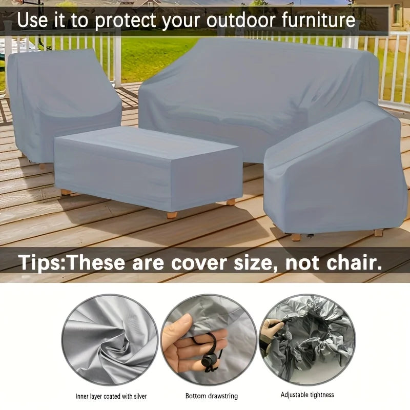 Set of 4 Patio Furniture Covers, Rattan Outdoor Furniture, Gray Patio Four-Piece Covers, Universal for All Seasons