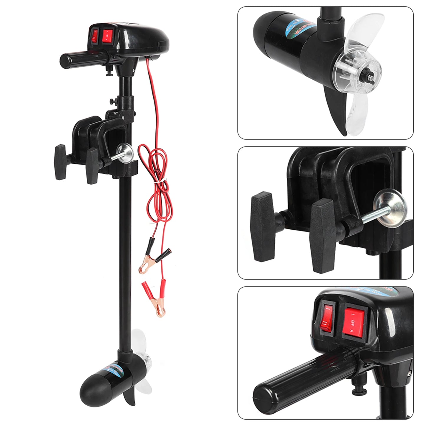 Boat Engine 12V 18lbs Brushed Multi‑Gear Electric Mount Trolling Motor with Propeller for Inflatable Boat Brush Trolling Motor