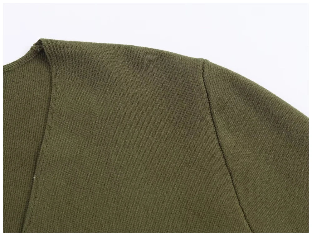 Woman Clothes Tops V Elegant Knit Cardigan For Women With V Neck Tie Waist And Flared Hem Autumn And Winter Workwear Top