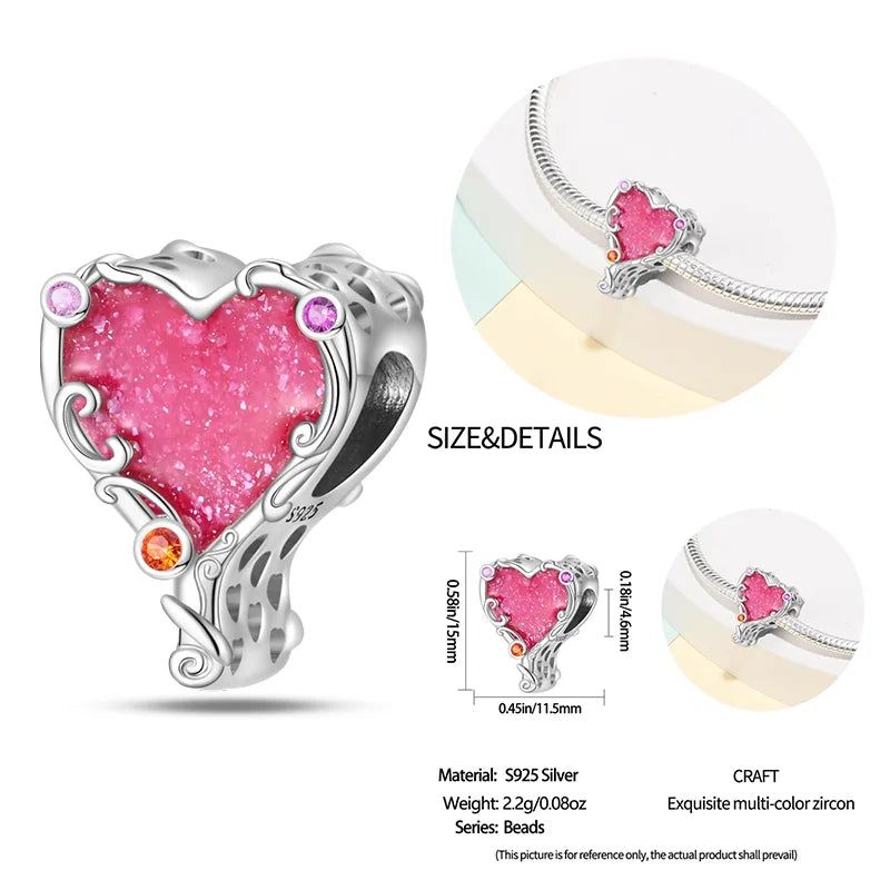New 925 sterling silver bow star love pink series charm beads suitable for 3mm original bracelet DIY fashion jewelry gift