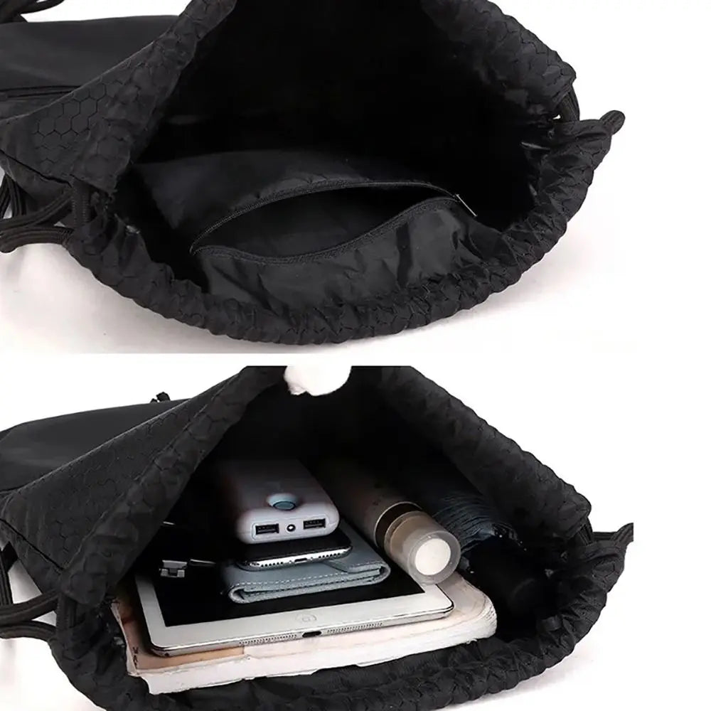 Waterproof Drawstring Pocket Simple Backpack Unisex Fitness Backpack Lightweight Basketball Helmet Storage Bag Oxford Zipper Bag