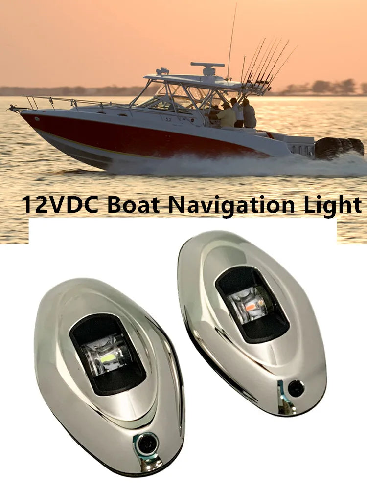 1 Pair Boat Accessories Navigation Lights Red Green Port Starboard LED Stainless Steel Cover Sailing Lamp for Yacht Accessories